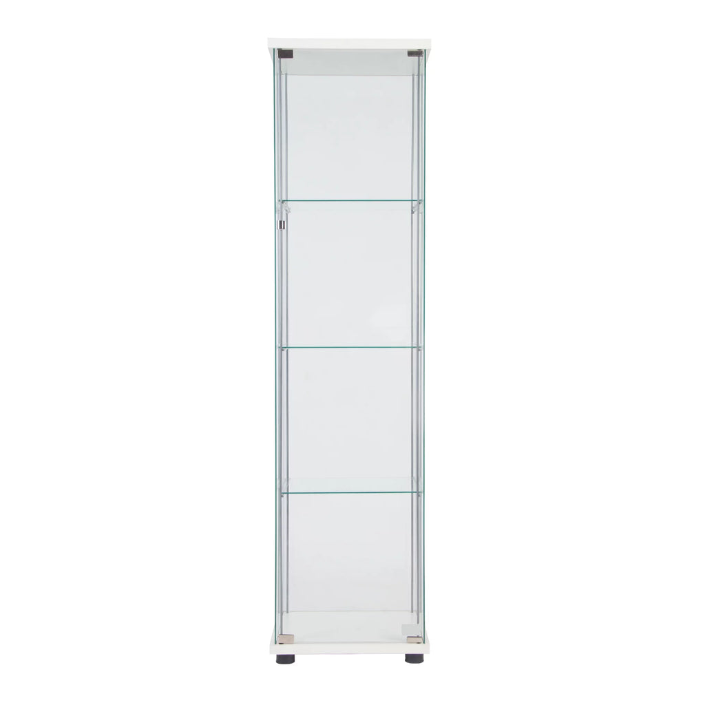 White One Door Glass Display Cabinet with 4 Shelves O90101