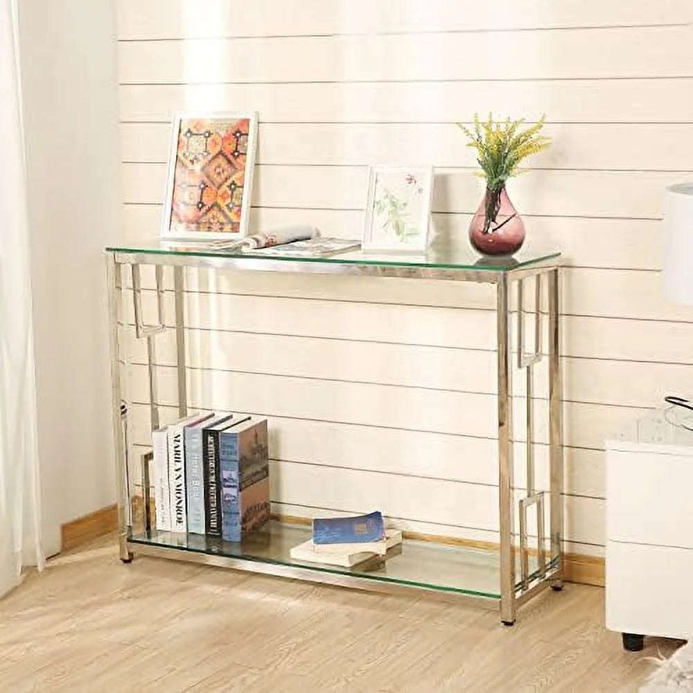 Glass Console Table with Shelves H42980