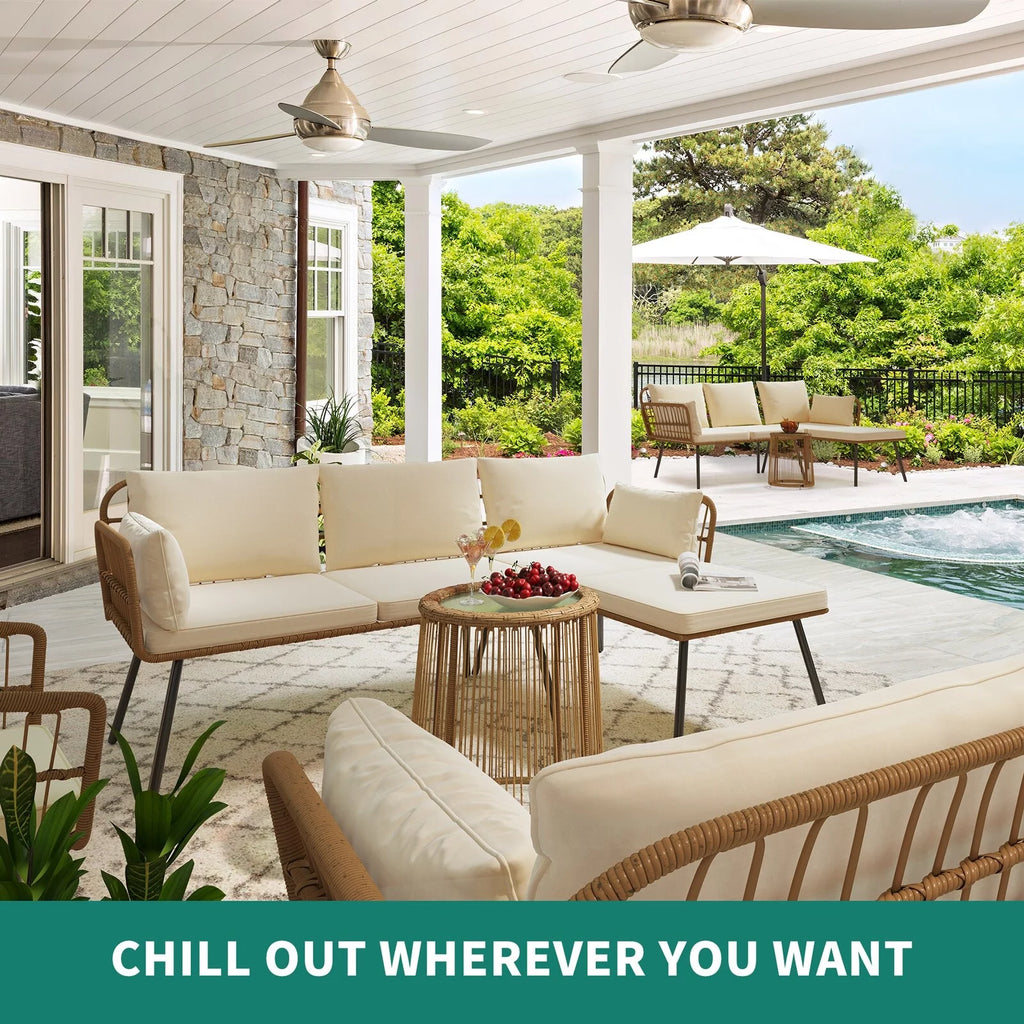 3-piece Woven Outdoor Sectional Sofa Set Y6874