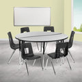60" Circle Wave Flexible Activity Table Set with 16" Stack Chairs Grey R8752