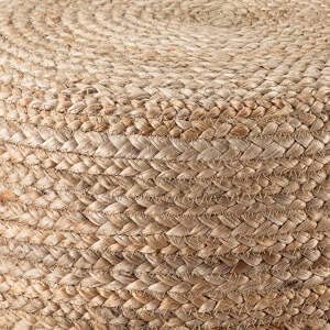 Natural Hand Braided Round Jute Pouf Ottoman Q689