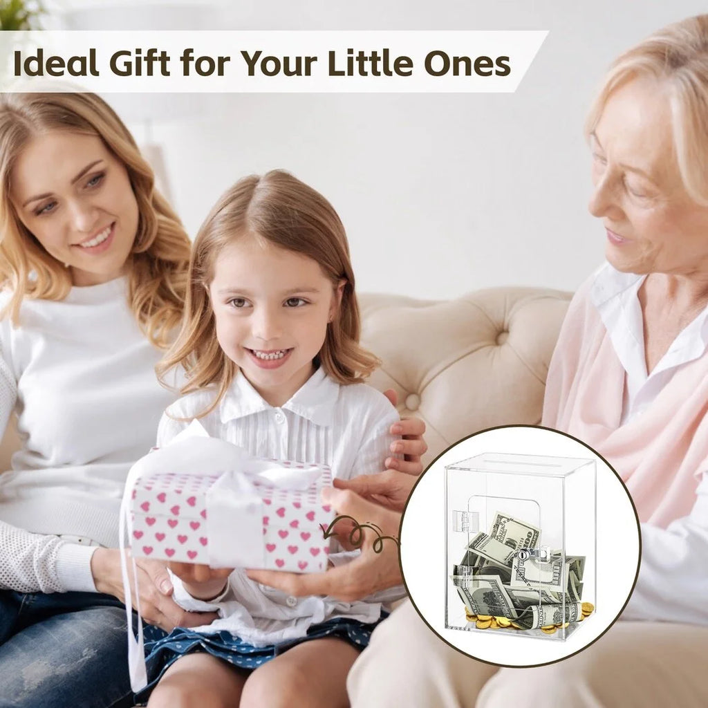 Clear Piggy Bank with Lock and Key G3809