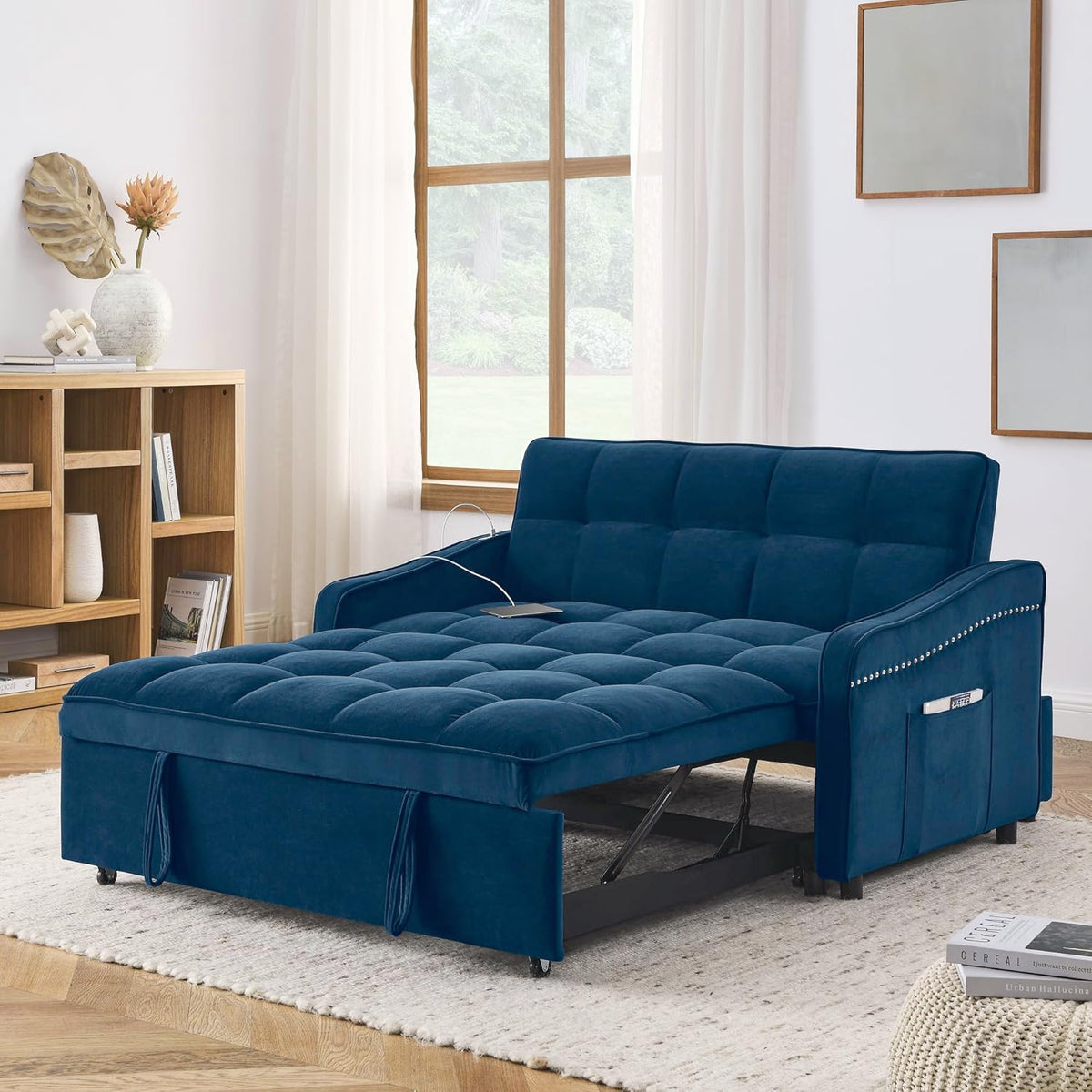 Convertible Sleeper Sofa Couch with Pull Out Bed I7297