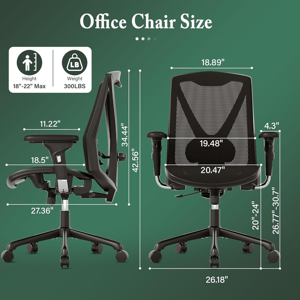 Executive Office Chair with Adjustable Lumbar Support and Swivel Mesh H393282
