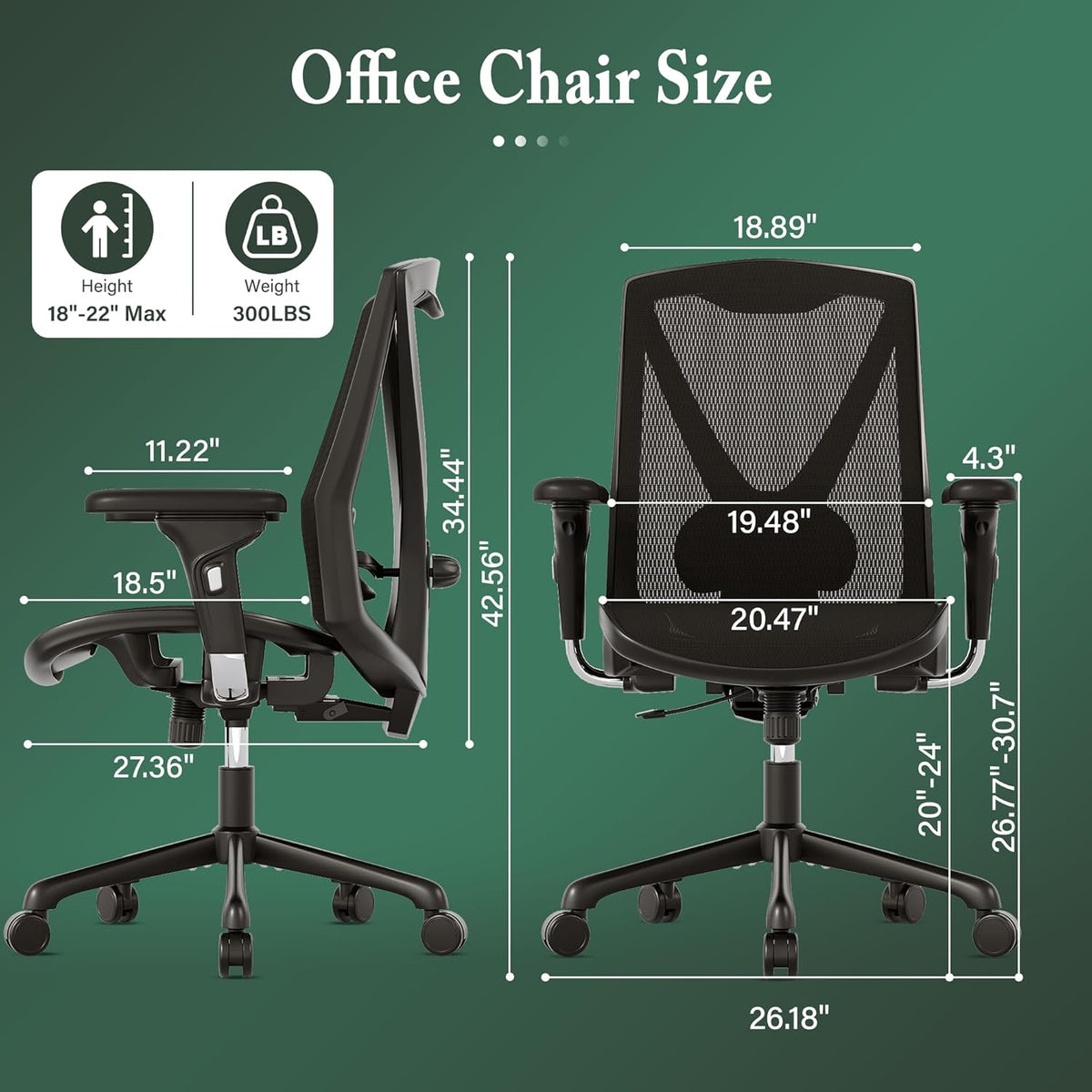 Executive Office Chair with Adjustable Lumbar Support and Swivel Mesh H393282
