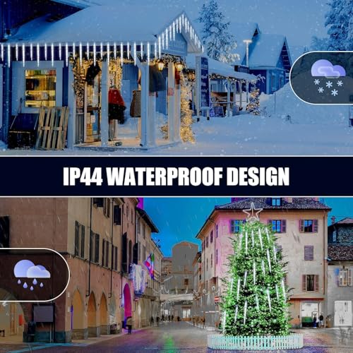 30ft 150 LED Cool White Icicle Lights with Remote K671931