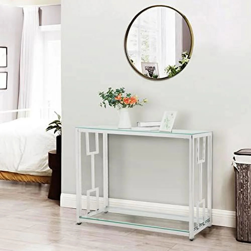 Glass Console Table with Shelves H42980