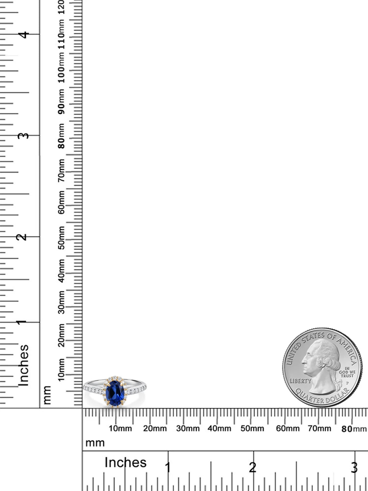 10K White Gold Blue Created Sapphire Lab Grown Diamond Halo Engagement Ring (1.31 Cttw, Oval 7X5MM) L132676