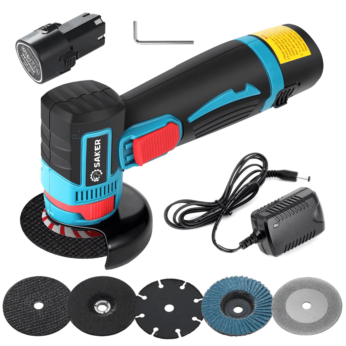 Cordless Angle Grinder 12V 16800 RPM Power Tool with 5 PCS Disc N4182
