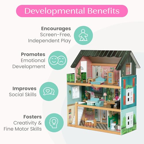 3-Story Dollhouse with 4 Rooms and 16 Accessories C86645