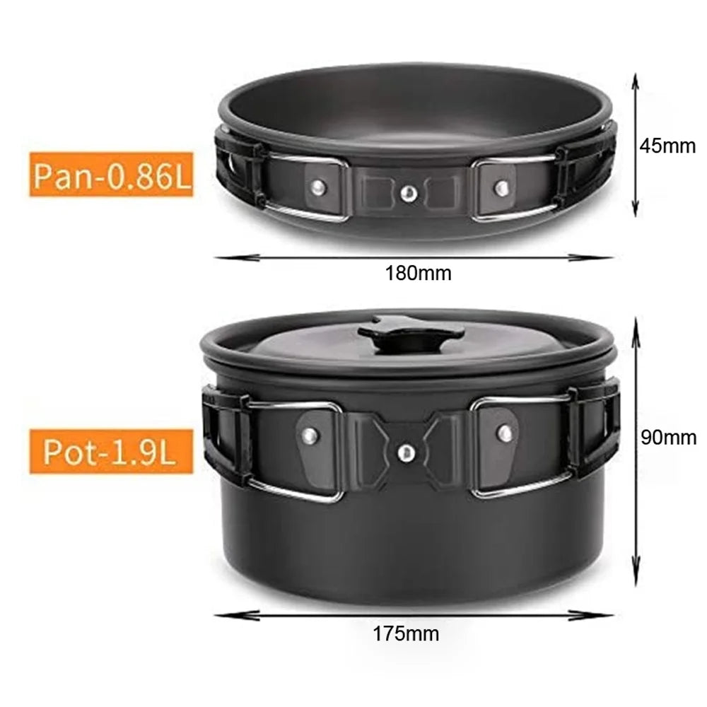Portable Camping Cookware Set with Alumina Pot and Frying Pan L4145