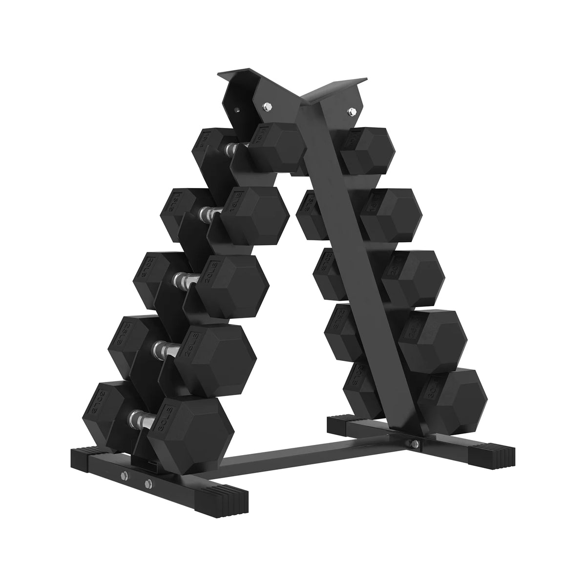Rubber Hex Dumbbell Set with Racks I124