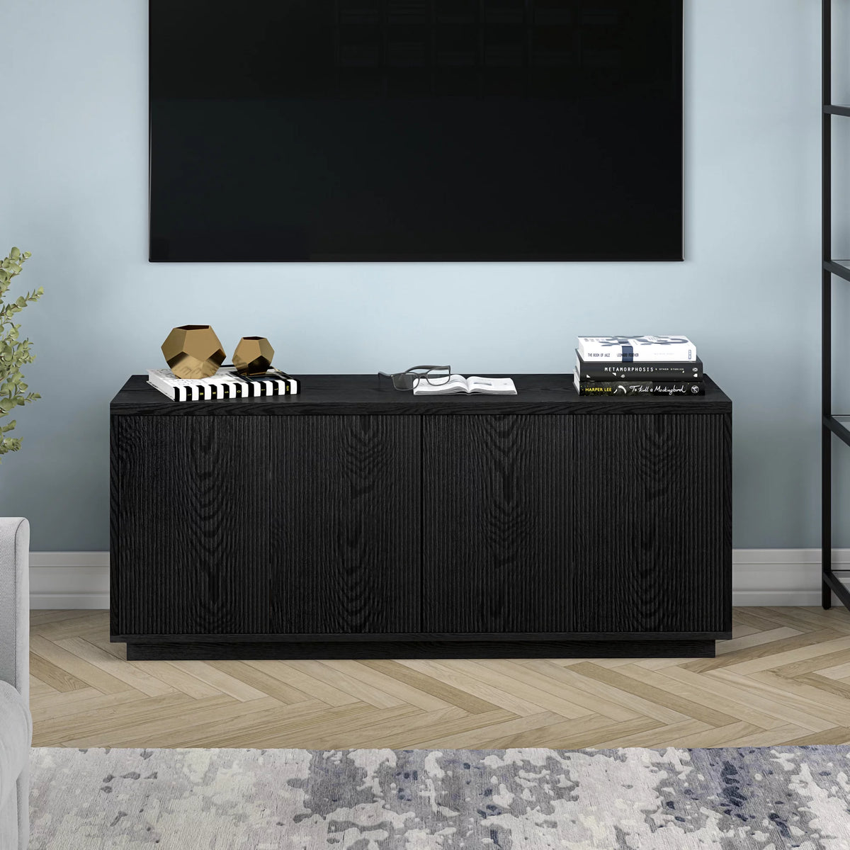 Black Grain Rectangular TV Stand U599