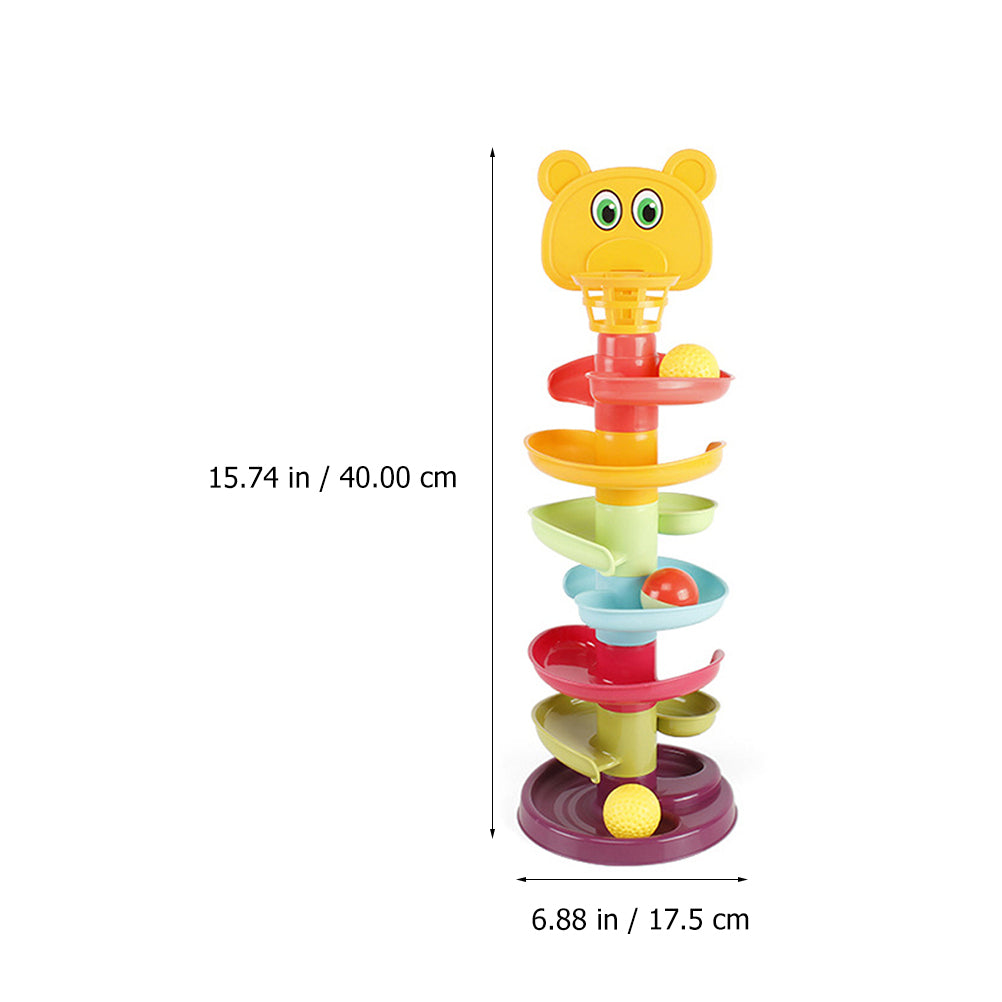 Kid Track Sliding Ball Tower Toy Stacking Toy with 3 Balls R6421