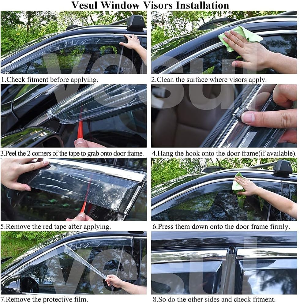 Polycarbonate Rain Guards Window Visors with 304 Stainless Steel Trim Pack of 2 C53832