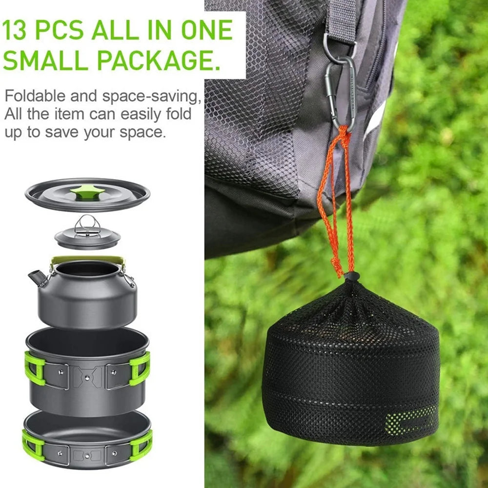 Portable Camping Cookware Set with Alumina Pot and Frying Pan L4145