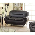 Black Faux Leather Loveseat E2963
