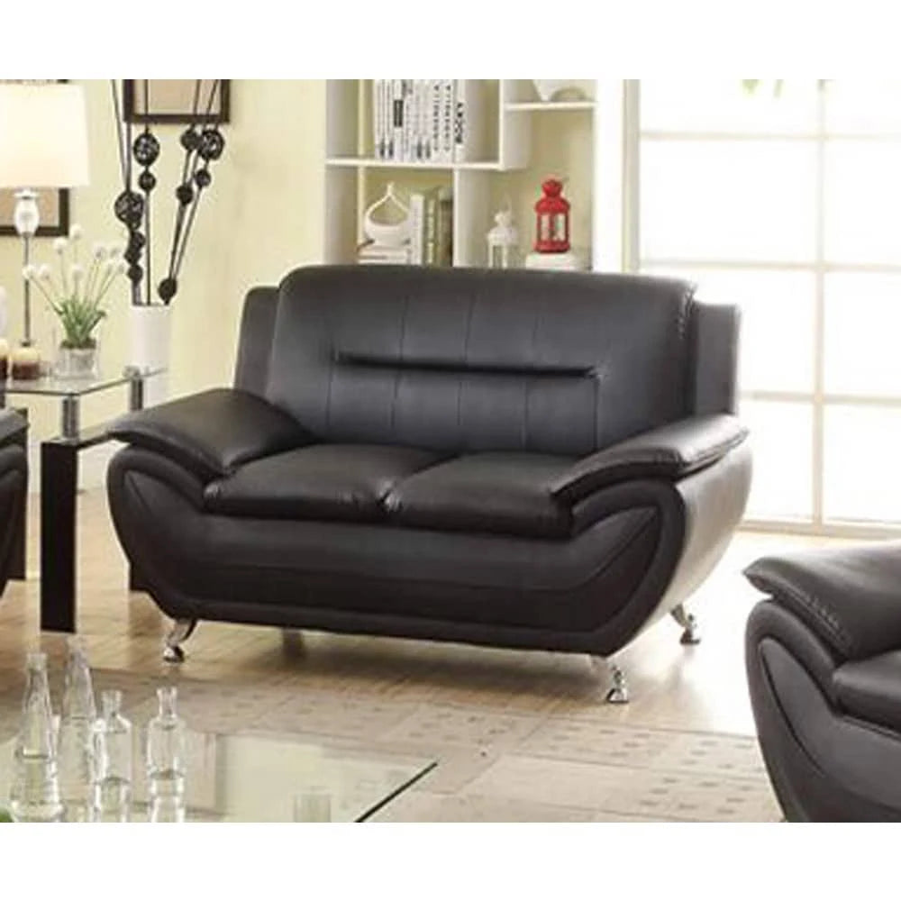 Black Faux Leather Loveseat E2963