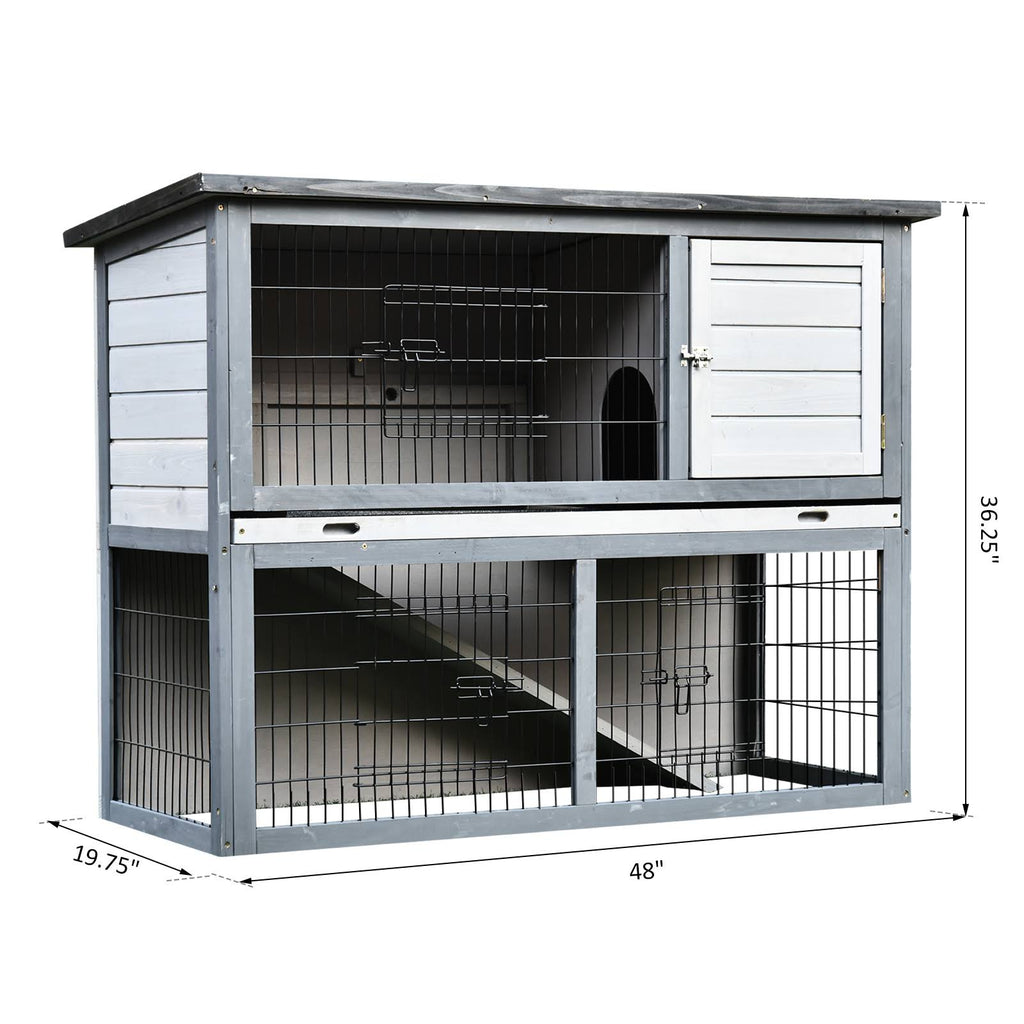 Wooden Rabbit Hutch with Ramp T871561