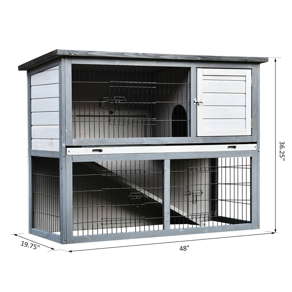 Wooden Rabbit Hutch with Ramp T871561