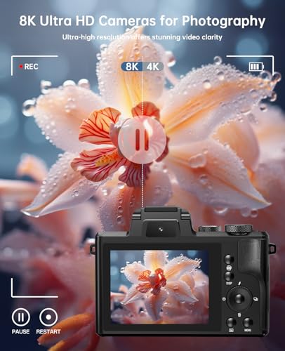 88MP WiFi Digital Camera with Dual-Lens, 16X Digital Zoom, Touch Screen, 2 Batteries, 32GB TF Card D204531