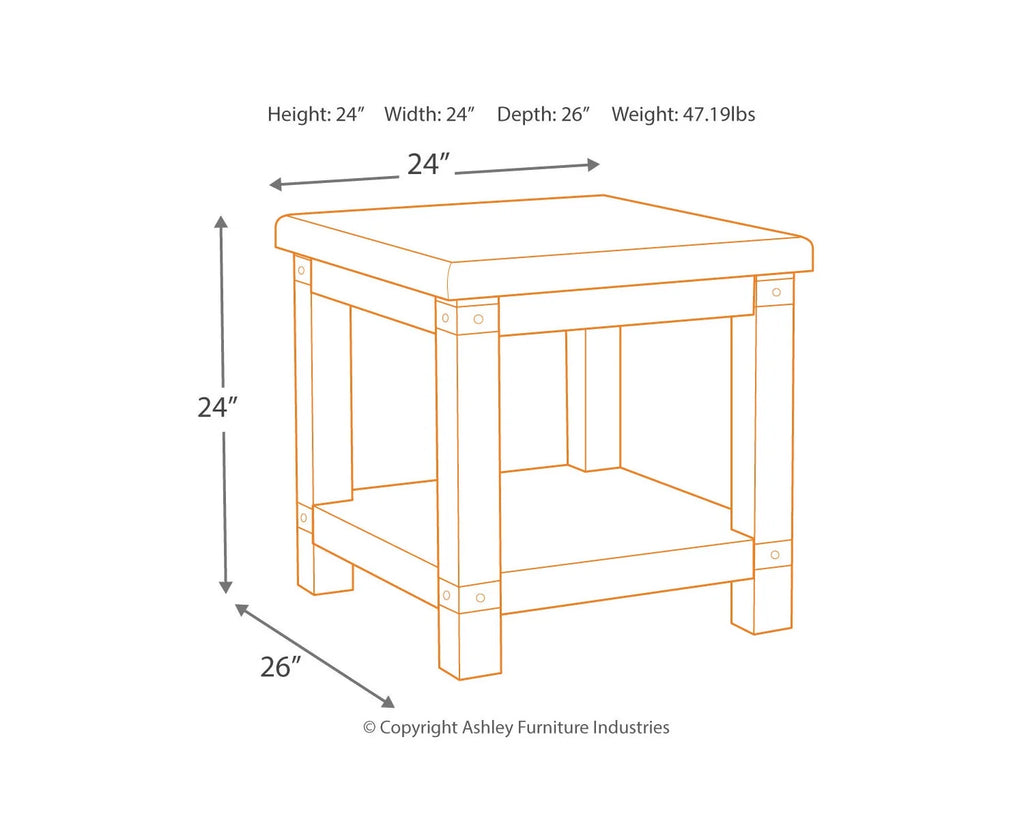 White Wash Gray End Table C84408