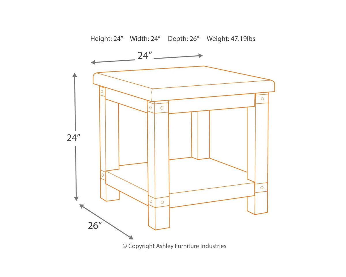White Wash Gray End Table C84408