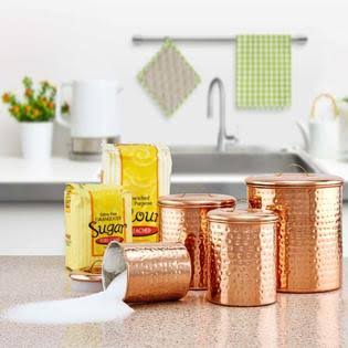Set of 4 Hammered Copper Kitchen Canister N925910