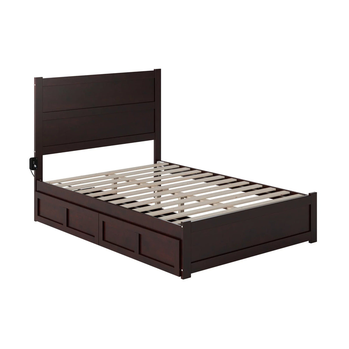 Solid Wood Bed with Footboard and 2 Drawers Z6038
