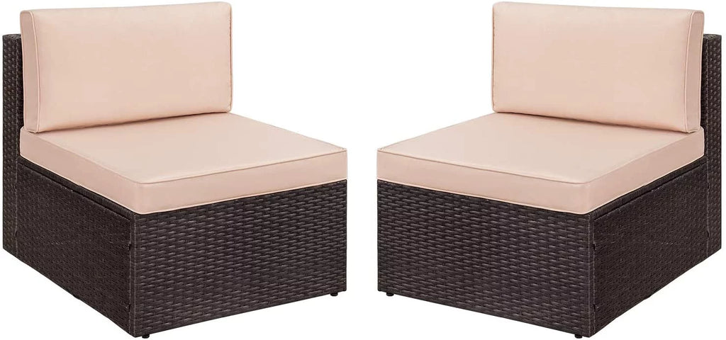 4 Pieces All Weather Patio Sectional Sofa with Cushion and Glass Table N13310