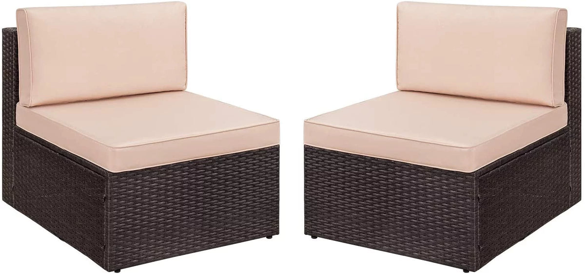 4 Pieces All Weather Patio Sectional Sofa with Cushion and Glass Table N13310