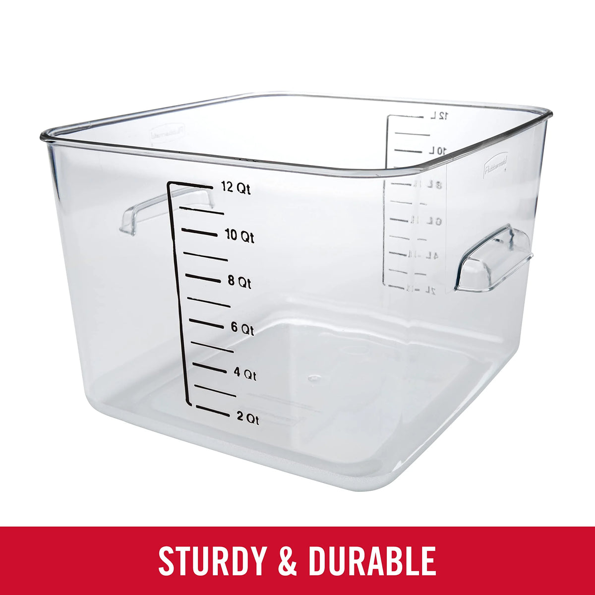 Plastic Square Food Storage Container, 12 Quart, Clear V610475