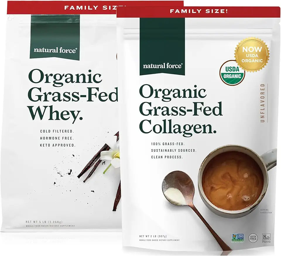 Organic Whey Protein Powder Vanilla 5 lb Collagen Peptides Powder Unflavored 32oz A56041