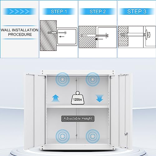 Metal Wall Cabinet with Doors and Adjustable Shelf Y511897