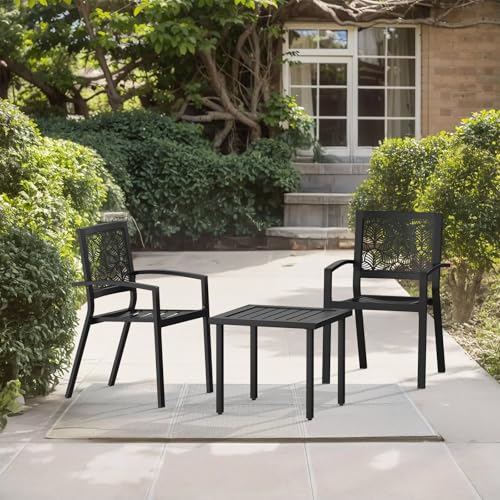 Peacock Blue Stackable Bistro Set with 2 Chairs and 1 Coffee Table P37252