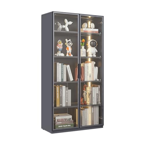 5 Shelves Metal Glass Display Cabinet with Light Strips N2348