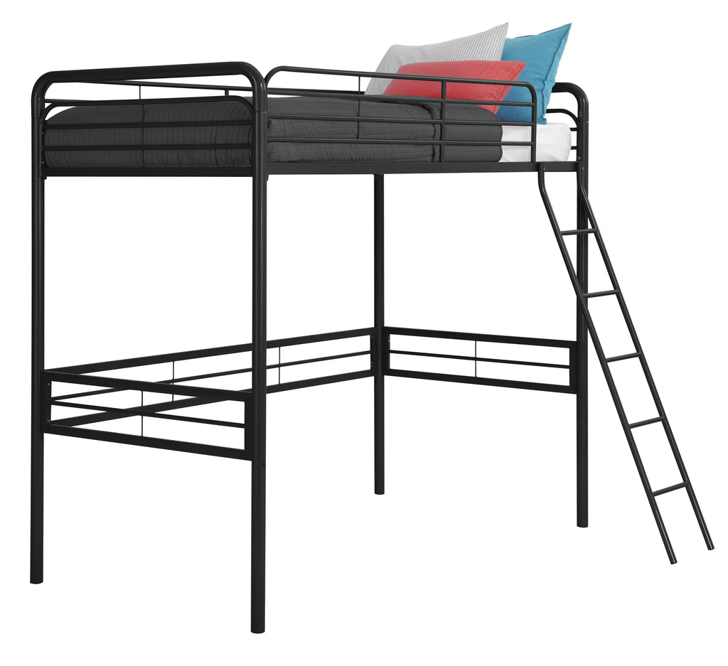 Black Twin Metal Loft Bed S7001