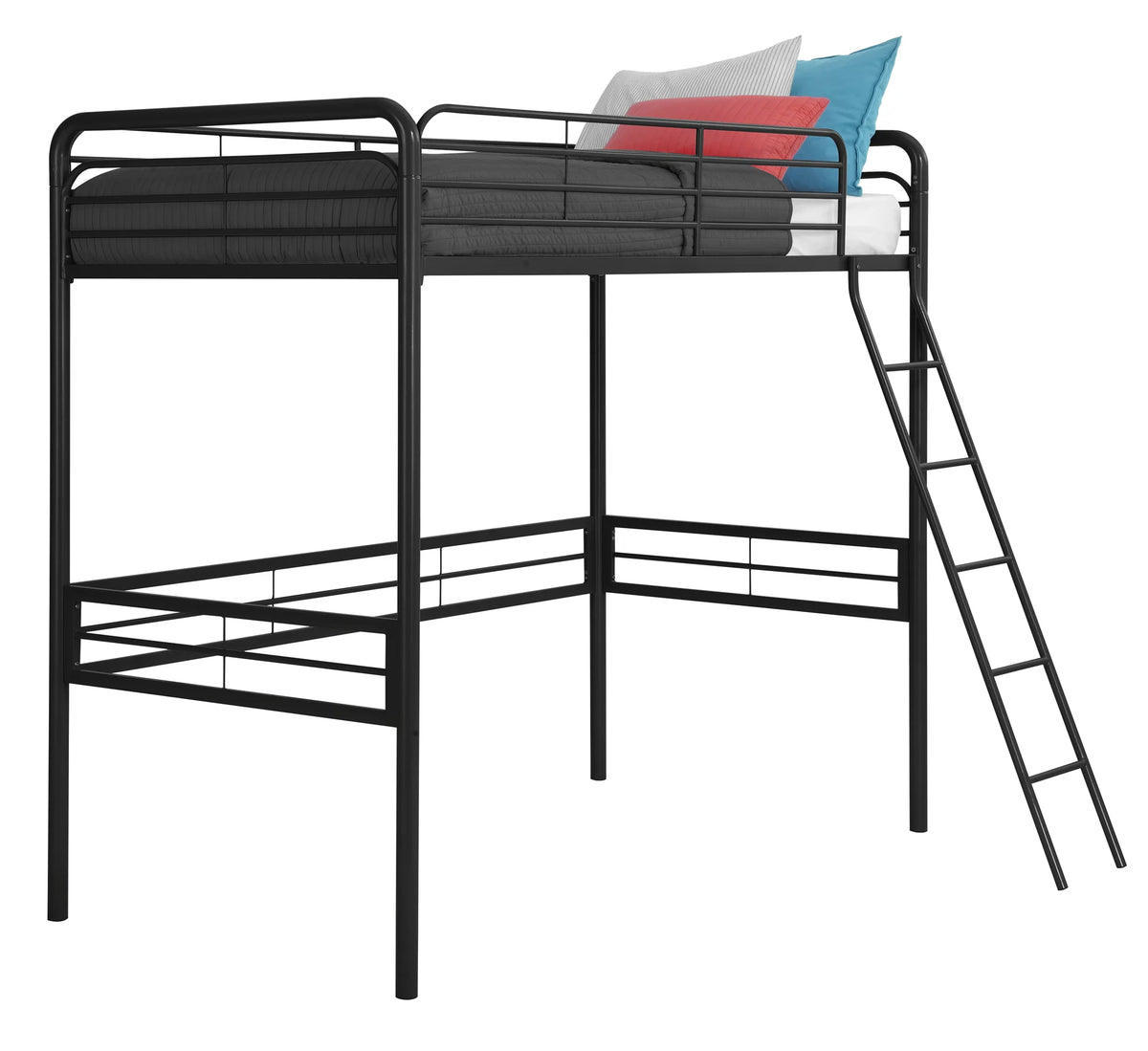 Black Twin Metal Loft Bed S7001