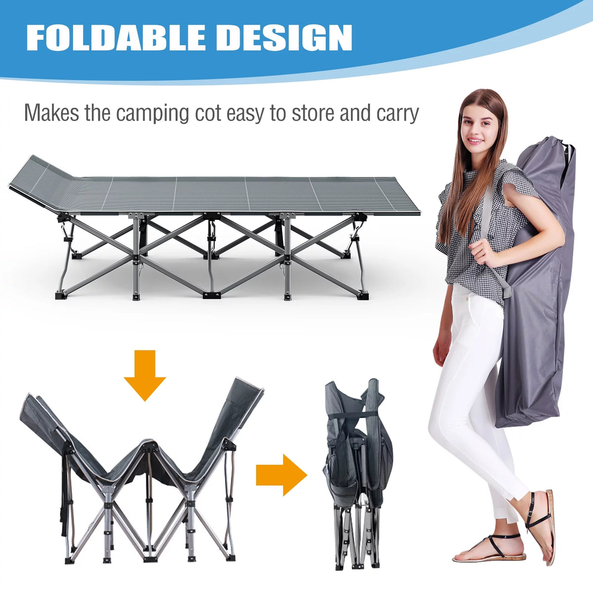 75" Portable Folding Camping Cot with Carry Bag N8248