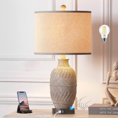 Set of 2 Dimmable Touch Control Table Lamps with USB Ports and AC Outlet B118224