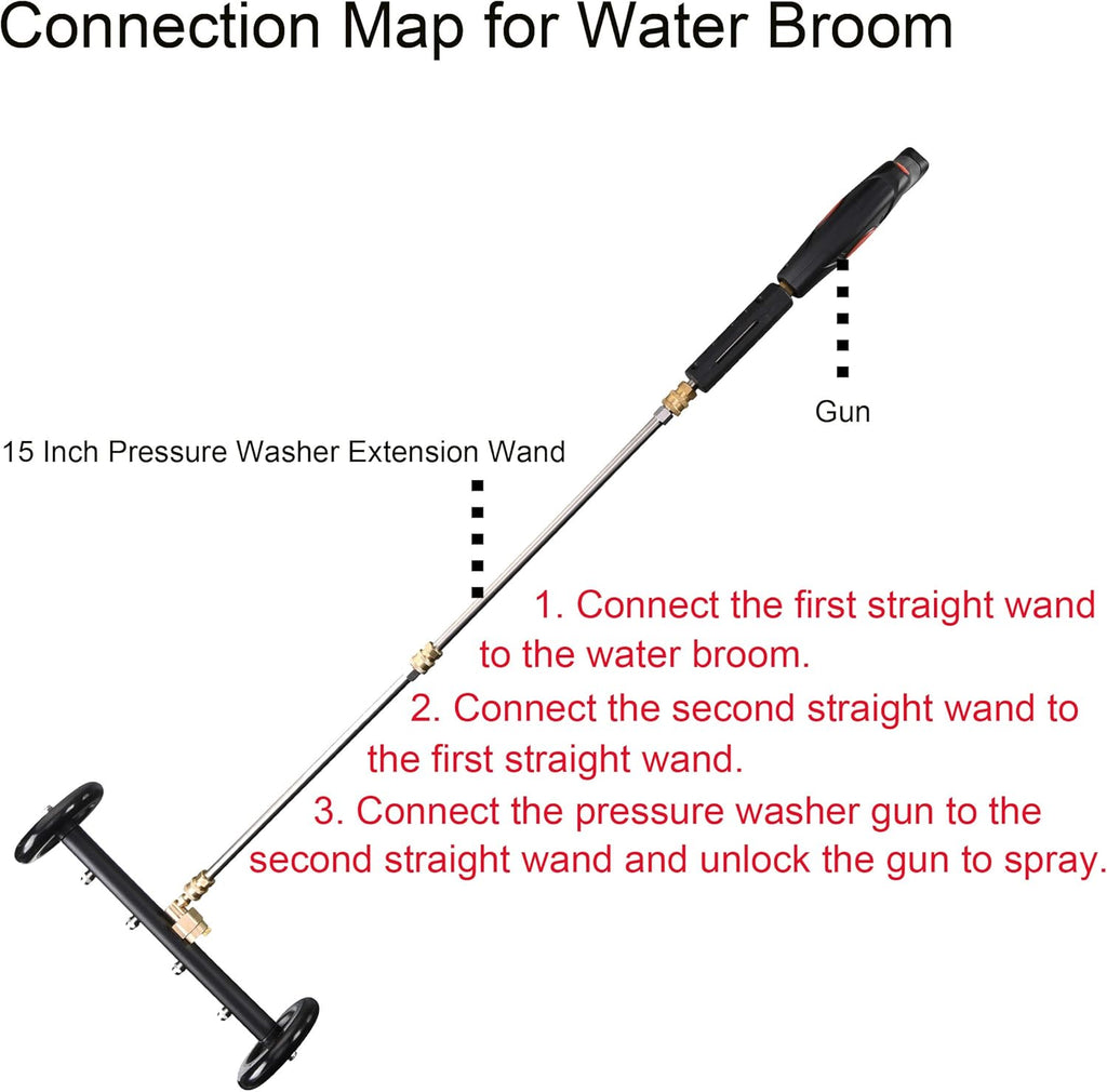 16 Inch Underbody Car Wash Water Broom with 3 Pieces Extension Wand, 4000 PSI V23734