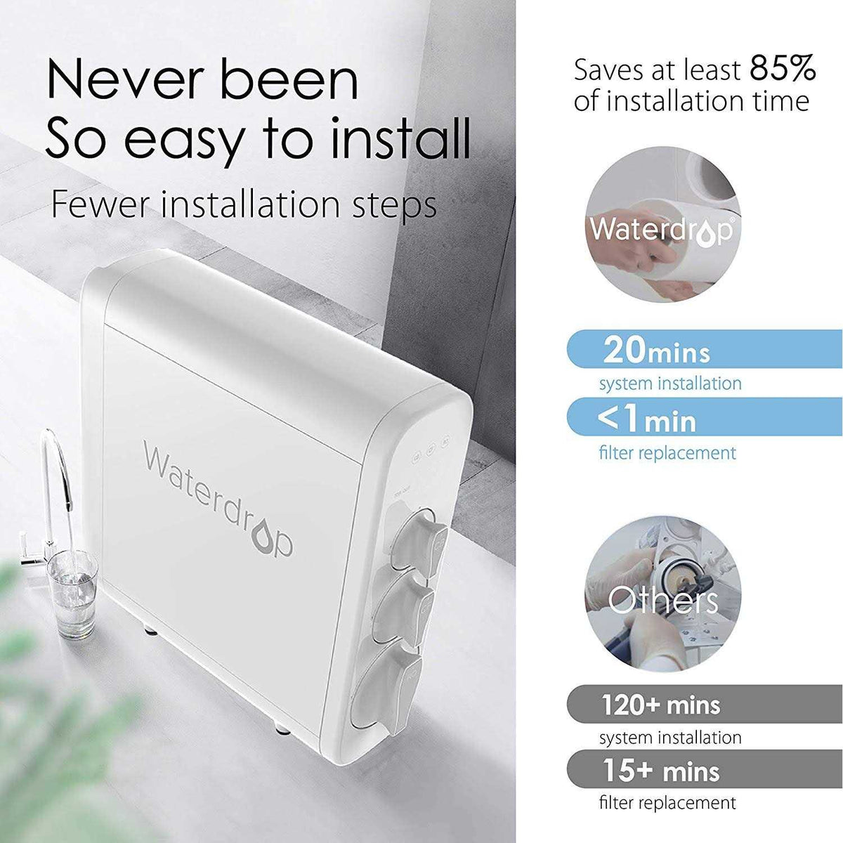 3-Stage Under Sink Tankless Drinking Water Filtration System V274