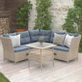 4-Piece PE Wicker Rattan Sofa Set with Adjustable Backs J291
