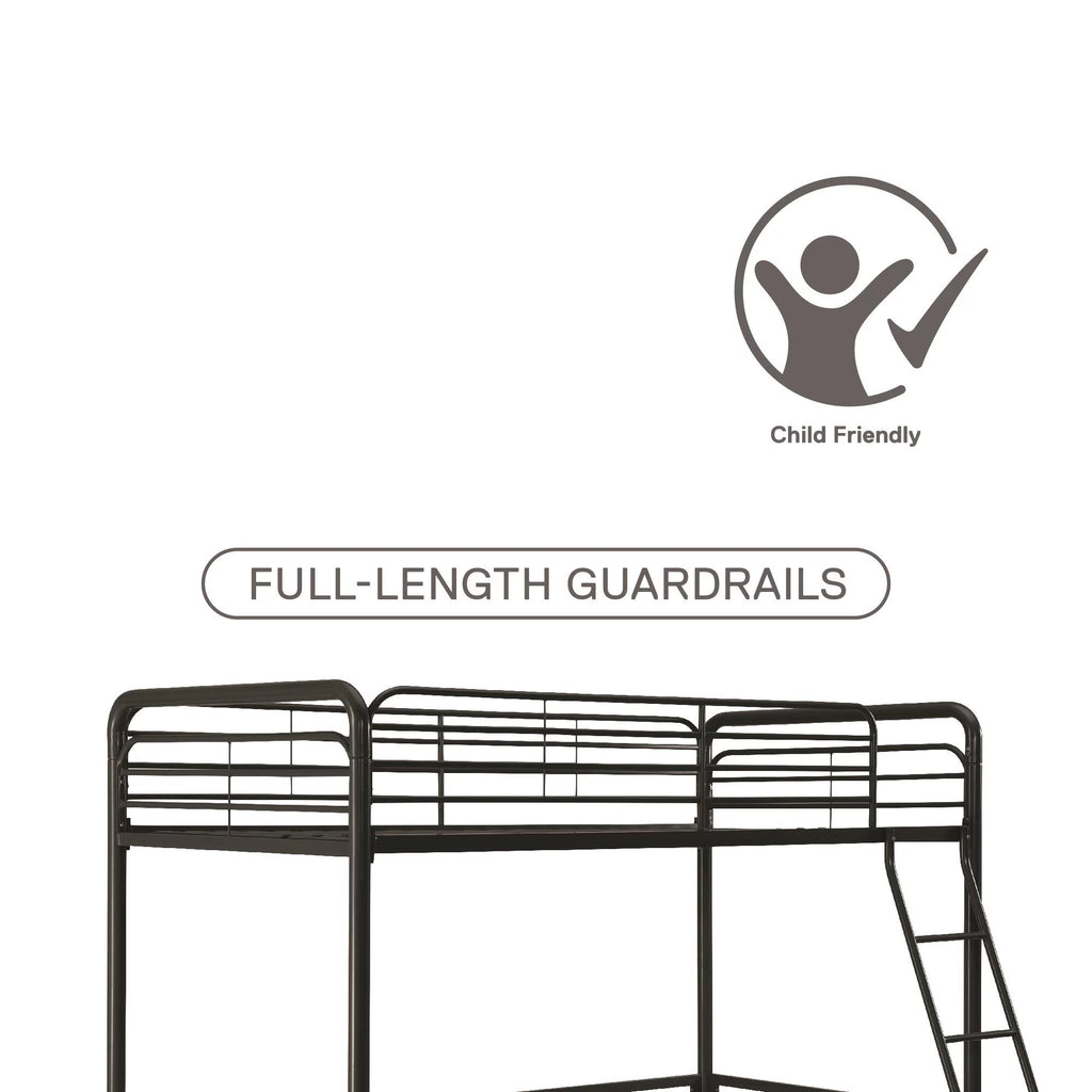 Black Twin Metal Loft Bed S7001