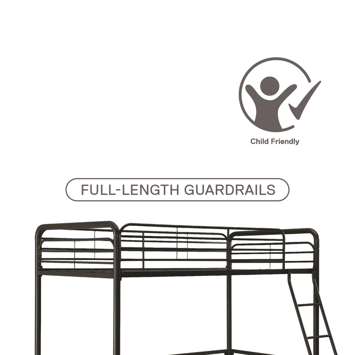 Black Twin Metal Loft Bed S7001
