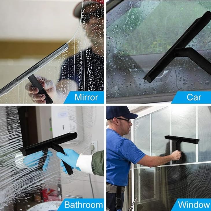 Glass Wiper Scraper Shower Squeegee with Silicone Holder A4436