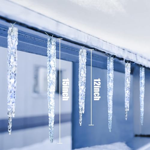 30ft 150 LED Cool White Icicle Lights with Remote K671931