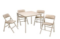 5-Piece Folding Dining Set with Card Table and 4 Fabric Padded Chairs Tan R344853