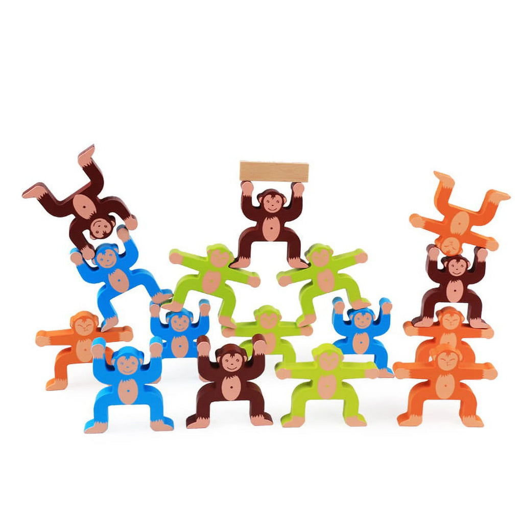 Wooden Stacking Games Monkeys Interlock Toys Set Balancing Blocks Toddler Educational W141