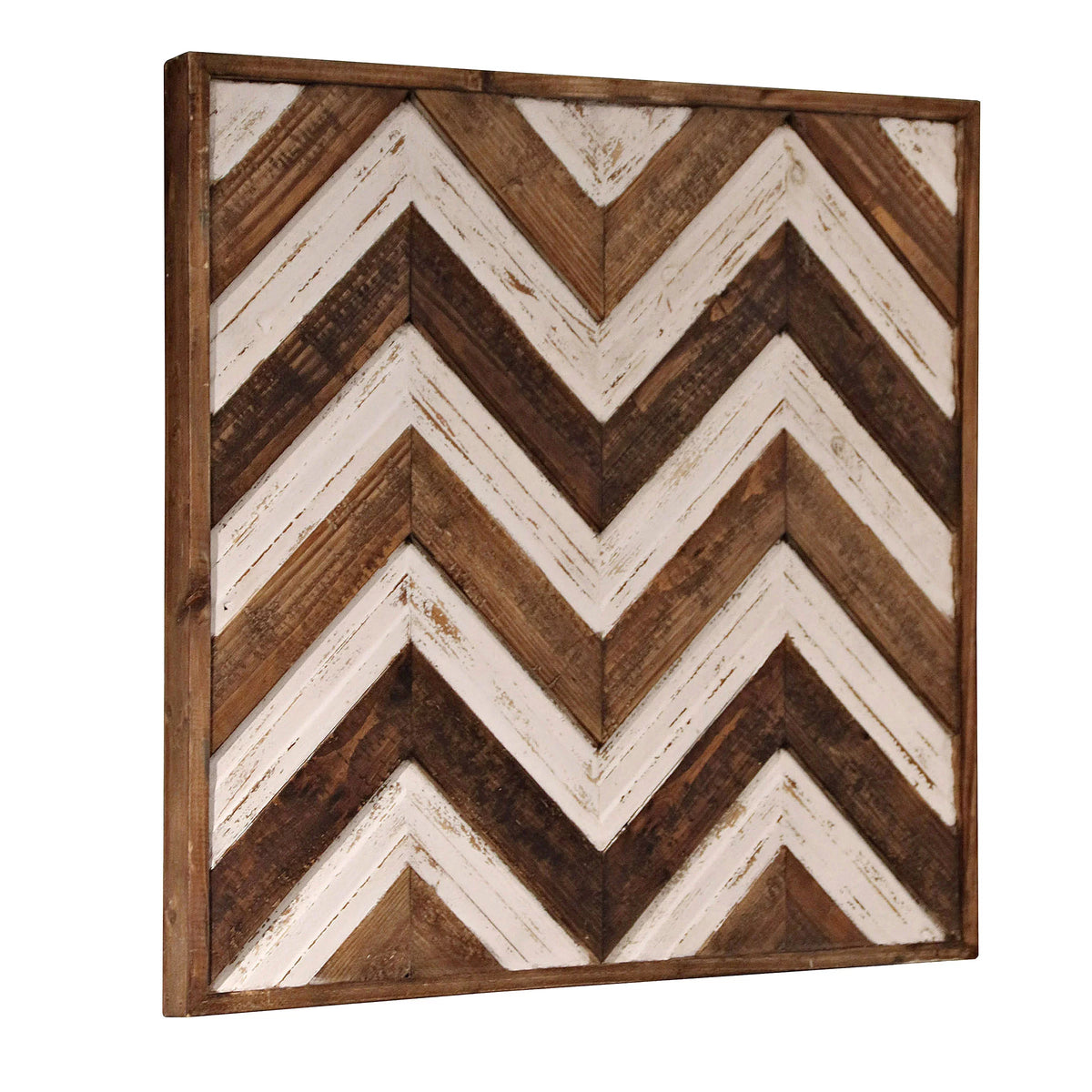 Reclaimed Painted Geometric Framed Wood Panel S3960